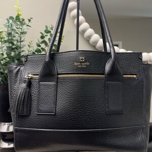 Kate Spade Black Textured Tote with Tassel